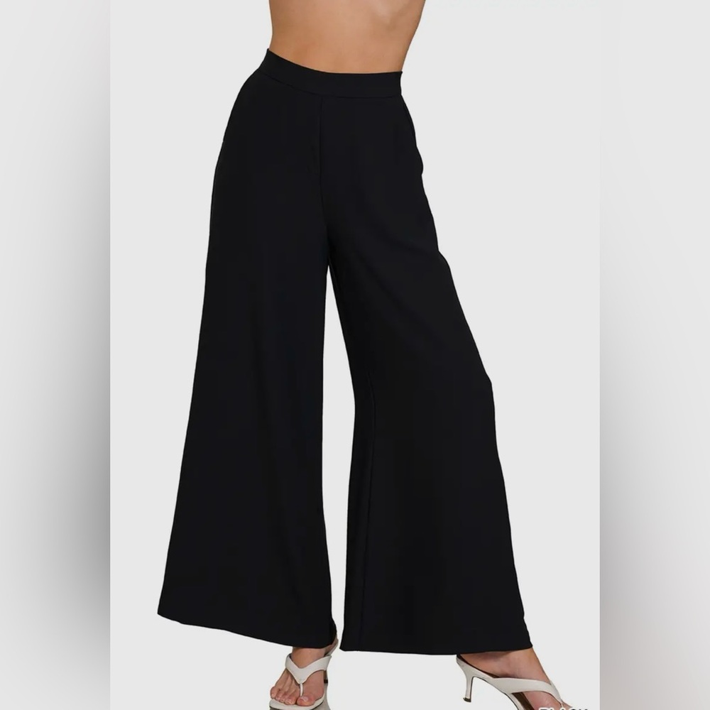 118. Elegant Black Wide-Leg Women's Pants, various sizes